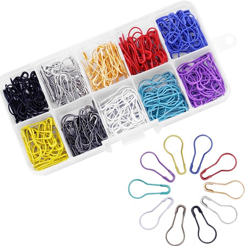 hesmartly 300 Pieces Safety Bulb Pins, Crochet Stitch Markers, Safety Metal Pins for Knitting Stitch Markers Sewing Making with Storage Box (10 Colors) - Image 1